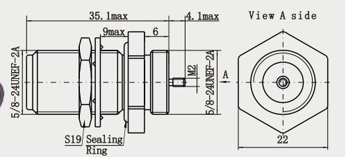 Customizable N-KYD9 Bulkhead Female RF Coaxial Connector With Microstrip And Nickel Plating