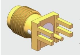 50 오름 금으로 칠한 직선 SMA 여성 4 다리 구멍을 통해 용접 PCB 커넥터 최대 18 GHz의 주파수