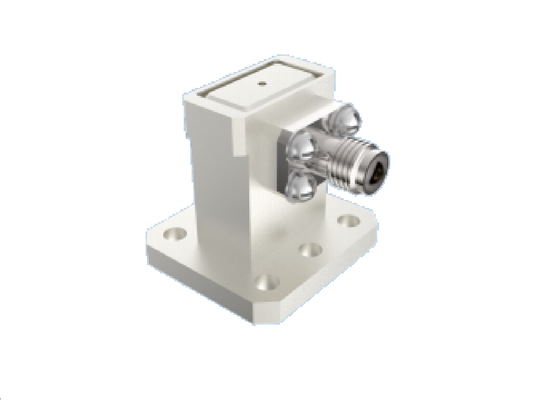 50Ω 15GHz~22GHz WR 51/BJ180 도파관 - 2.92mm 어댑터 Ku/K 밴드 직각 구조 항공우주 RF 커넥터(낮은 VSWR 및 낮은 삽입 손실 포함)