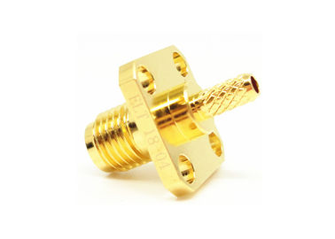 50Ohm 여성 SMA 알에프 커넥터 용접 부착 4 홀 플랜지 마운팅